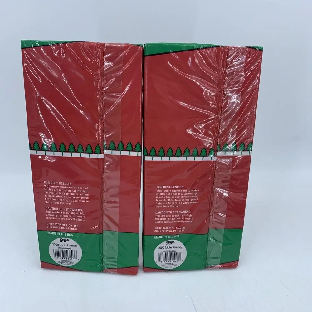 Vtg Brite Star Christmas Tree Tinsel Foil Icicle‎ Silver Strands 18” MCM Set/2